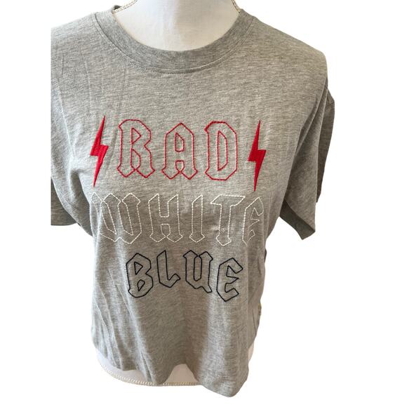 PJ Salvage Rad White Blue Graphic Loungewear Tee Gray S - Picture 2 of 7